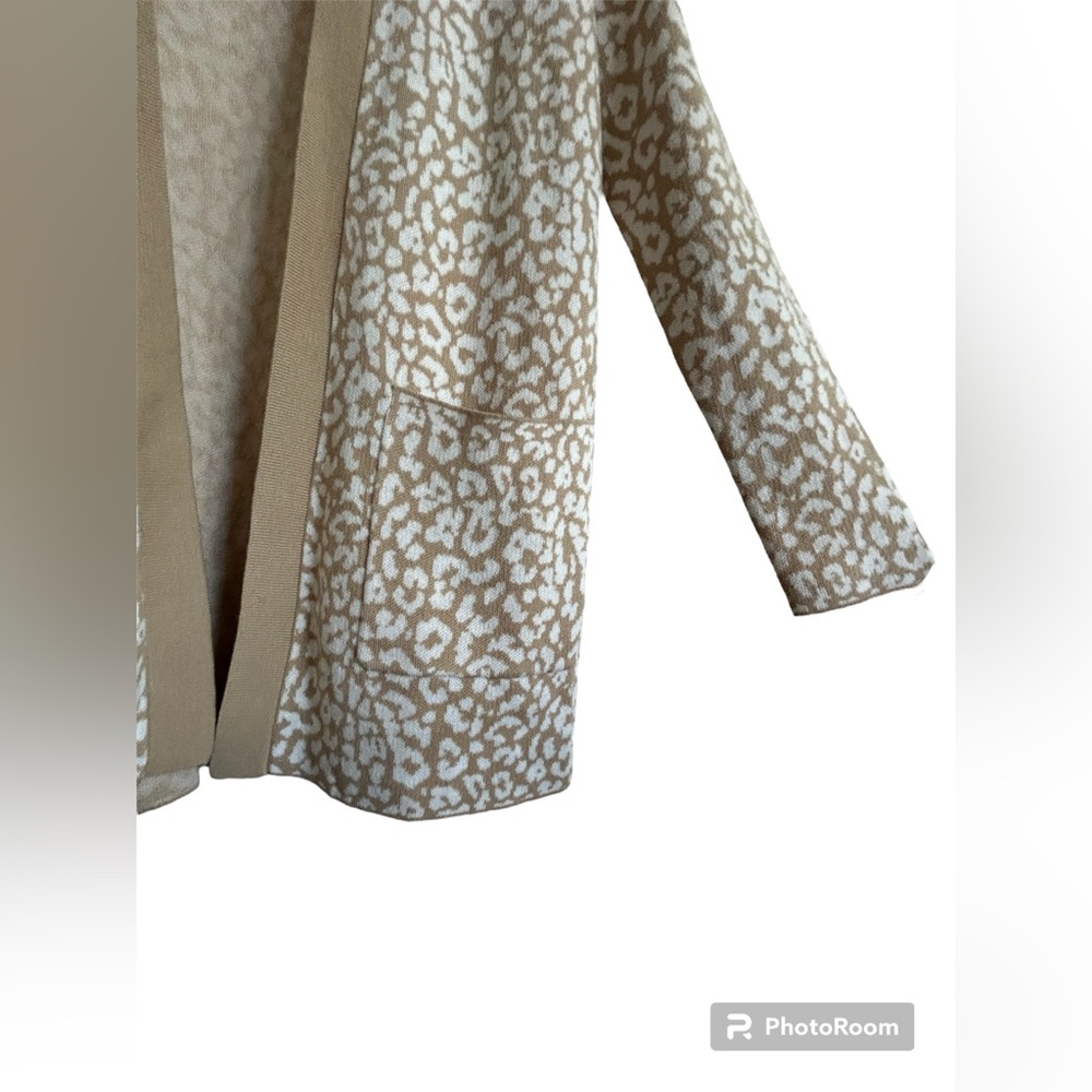 NWT J. Crew Leopard Print Tan/Beige Open Cardigan Sweater Size XSP - Picture 3 of 6